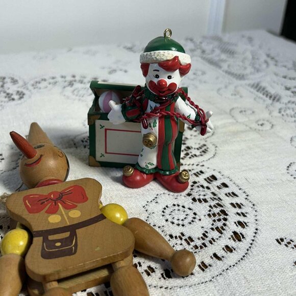 MCM wooden clown Christmas ornament trio - Picture 7 of 9